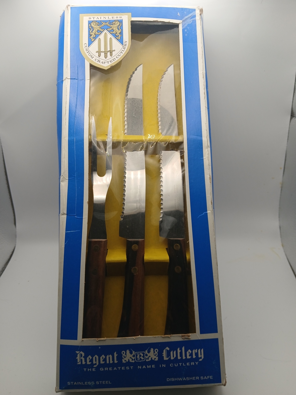 Vintage Regent Sheffield Stainless Steel Cutlery Set 3 Pc Carving Knife Fork Set